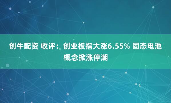 创牛配资 收评：创业板指大涨6.55% 固态电池概念掀涨停潮